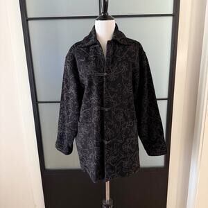 Vintage 90s Wool Jacket Women’s Size 4 S/M Black Shacket Embroidery goth whimsy